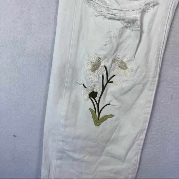 7 For All Mankind Jeans Womens 24 Easy White Straight Ankle floral Embroidery - Picture 16 of 16
